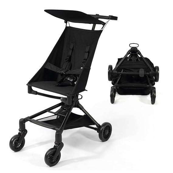 Lightweight Baby Travel Stroller for Airplane, 10.5 lbs Compact Foldable Baby Stroller with Sun Visor Storage Basket, Convenience Airplane Strollers with Lockable Rear Wheels and Breathable Fabric