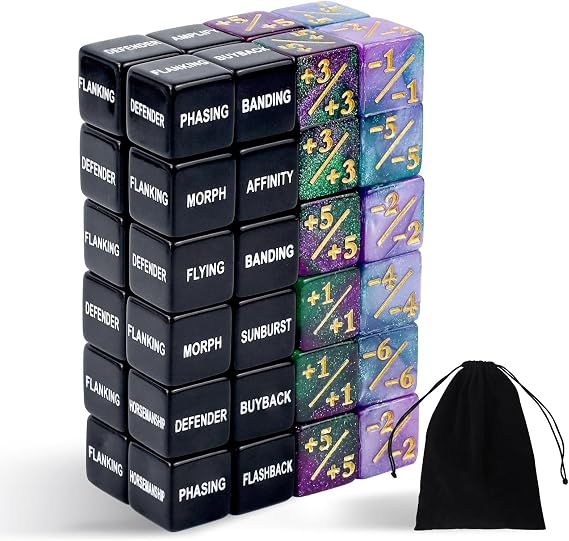 48-Piece Abilities Keyword Counter Set - MTG Stats Dice for Card Games
