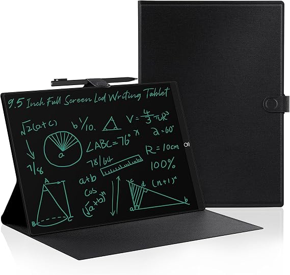 Adult LCD Writing Tablet: 9.5" with Leather Case, Reusable Erasable Notepad