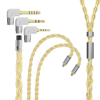 ARTTI A3 Pure Earphone Cable 2.53.54.4mm 3in1 Plug 4 Cores 288 Strands Silver-Plated 7N OCC Copper 2pinMMCXQDC Detachable Earbuds Cable, IEM Replacement Upgrade Cable MMCX Right Angle