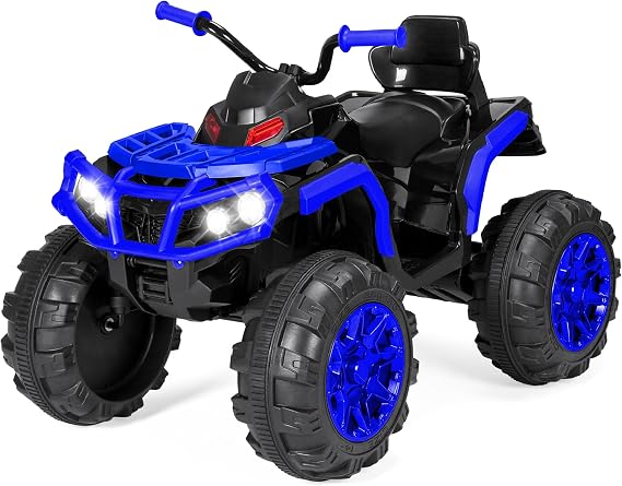 Best Choice Products 12V Kids Ride-On Electric ATV, 4-Wheeler Quad Car Toy w/Bluetooth Audio, 3.7mph Max Speed, Treaded Tires, LED Headlights, Radio - Blue