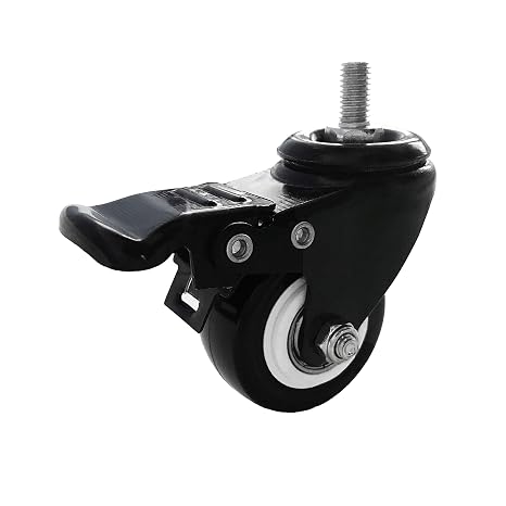 2 Inch M8 PU Locking Casters, Swivel Brake, 4 Pack for Standing Desk