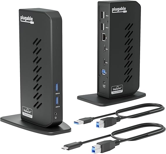 Plugable Dual 1080p HDMI Universal Docking Station for USB-C & USB 3.0 Laptop, 10 Ports, Windows/ChromeOS Plug & Play, macOS Driver Required (UD-3900Z)