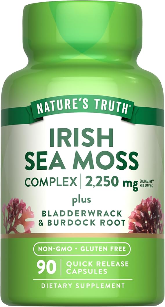 Nature's Truth Irish Sea Moss Capsules | 90 Count | Complex Formula with Bladderwrack & Burdock Root | Non-GMO & Gluten Free Supplement