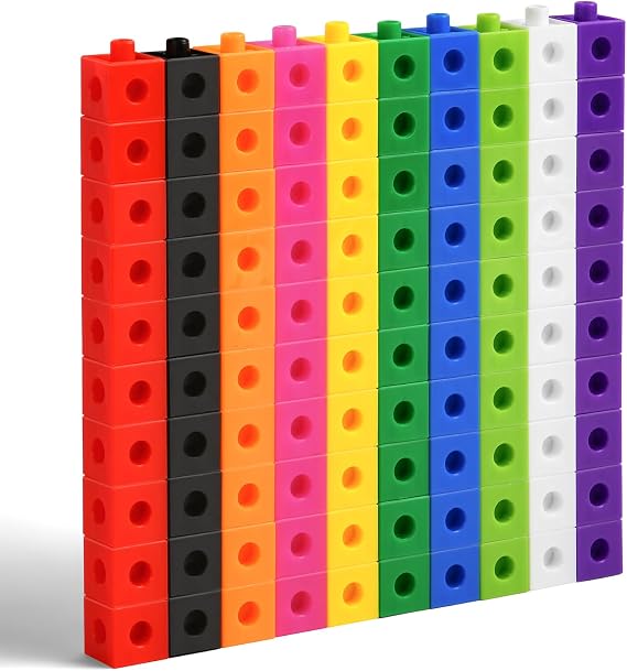 HOTUT 100 Pcs Maths Cubes with 10 Colours, Linking Cubes, Early Years Maths Learning, Magic Counting Blocks, Counting Block Set for School and Home - 2 CM