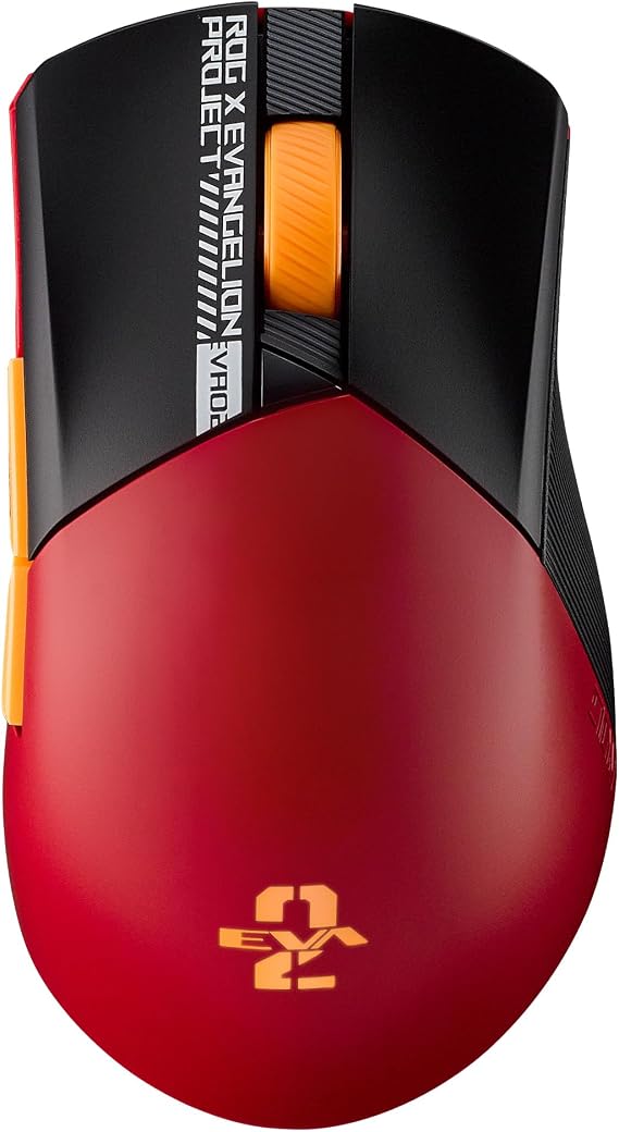 ASUS ROG Gladius III Wireless Aimpoint Gaming Mouse Right-Handed Ergonomic, 79g, Tri-Mode Connectivity, 36K DPI, up to 119Hr Battery, Hot-Swappable Switches, PCMac Support - Red, Eva-02 Edition