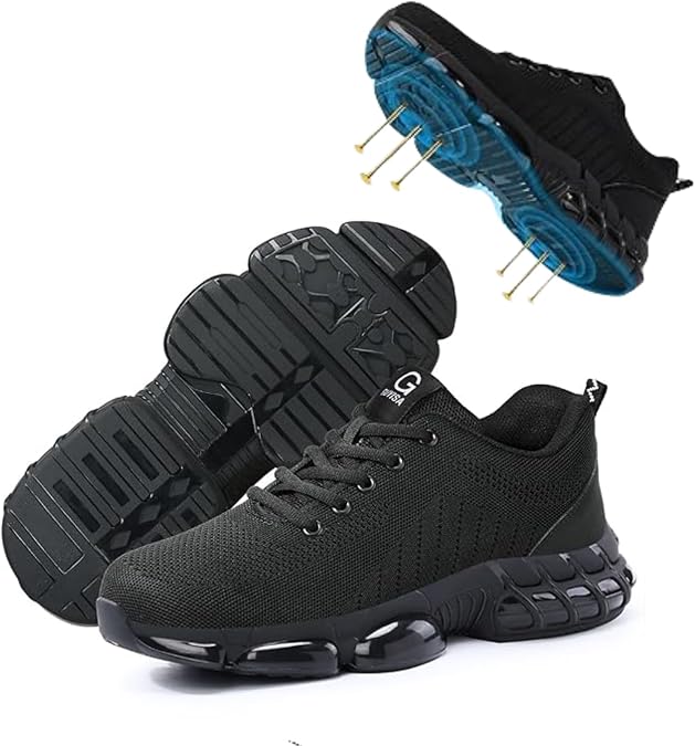 Steel Toe Shoes for Men, Lightweight Work Shoes,Construction Industrial Work Safety Boots, Comfortable Steel Toe Sneakers for Men Women