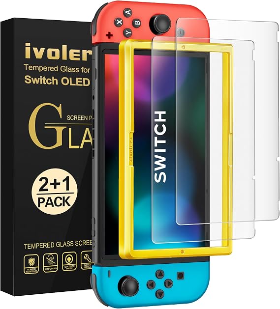 ivoler Screen Protector [2 Pack] Matte Tempered Glass for Nintendo Switch 6.2 inch, Matte Anti Glare Screen Protector with [Alignment Frame] Anti-Scratch Full Coverage Guard for Nintendo Switch