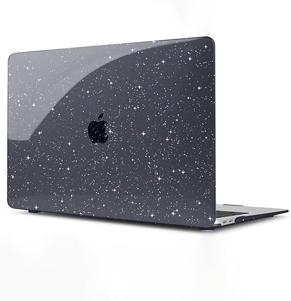 Babylonian MacBook Slim Non-Yellowing Clear MacBook Crystal iShield Cover Hard Shell Protection Case (Pro 13 M1 M2 A2338 Glitter Black)
