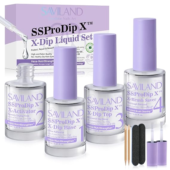 SAVILAND Dip Powder Liquid Set HEMA-free , No Curing Needed, 0.5 Fl.oz