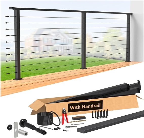 4-8FT Modular 36" Swageless Cable Railing System with Handrail