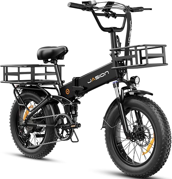 Jasion X-Hunter/ST/PRO Electric Bike for Adults,1800W/1400W Peak 20''Fat Tire Foldable Ebike,Folding E Bike Up to 80/70 Miles Range,720/624WH Removable Battery,30 MPH E Bike,Certified by UL2849