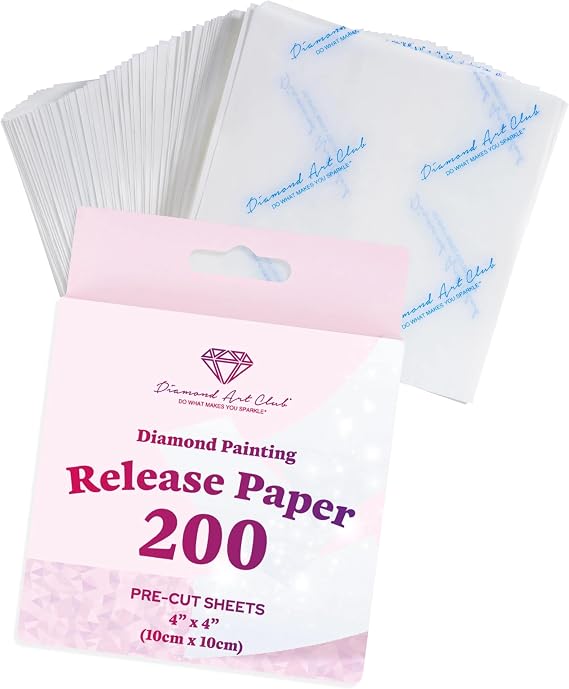 DIAMOND ART CLUB 200-Piece Premium Diamond Painting Release Paper Pack, Multiuse Painting Paper, Precut Cover Replacements, 4" x 4" (10 cm x 10 cm)