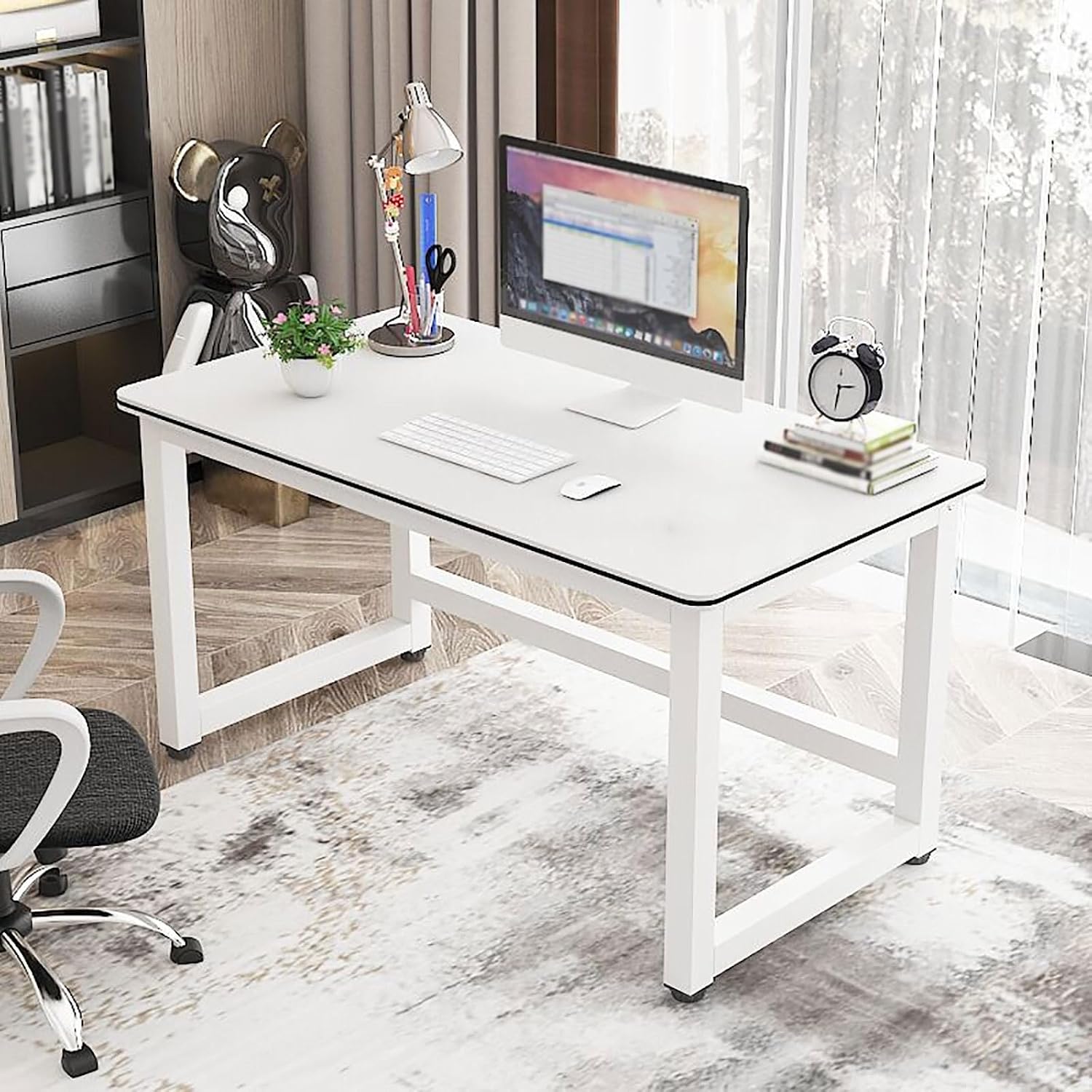 Study Desk, Computer Desk, Computer Desk, Table, Work from Home, Easy Assembly, Simple Work Desk, Study Desk, Large Desk, Thick Table Legs, Load Capacity, For Remote Work, Bedroom, Office,