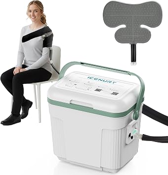 Cold Therapy Machine with Programmable Timer, Portable Ice Machine for Shoulder After Surgery, Shoulder Replacement Recovery System, Cryotherapy Pain Relief w/Compression Pad