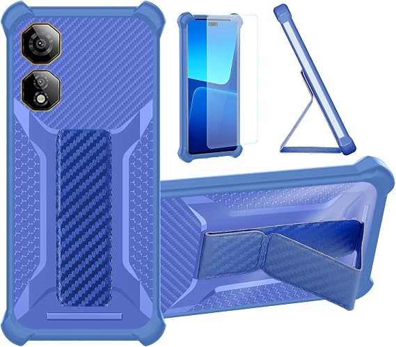 Aroepurt Case for Nubia Neo 2 5G Phone Case Stand Cover [with Tempered Glass Screen Protector] Hybrid Case [Folding Support Magnetic] [Frosted Anti-Fingerprint] Blue