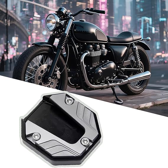 Motorcycle Kickstand Pad for Honda CG 125 2015 2016 2017 2018 2019 2020 2021 2022, Aluminium Alloy Motorcycle Side Stand Extension Plate, Anti-Skid Motorcycle Side Stand Plate Pad, B Gray