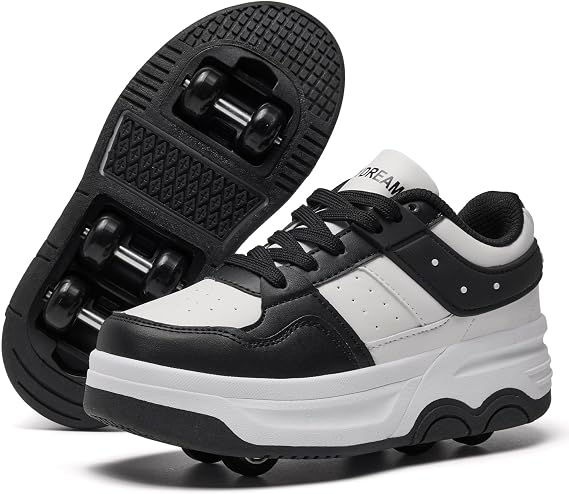Roller Skate Shoes 6 Wheels for Boy Girls Kids Detachable Sneaker Beginner Casual Walking Skating Shoes