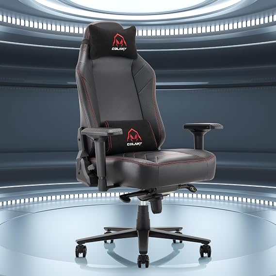 COLAMY Big and Tall Gaming Chair 350lbs-Racing Computer Gamer Chair, Ergonomic High Back PC Chair with Wide Seat, 3D Armrest for Adult-Black