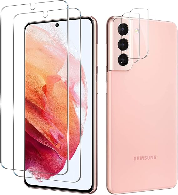 Galaxy S21 Plus Tempered Glass Screen Protector + Camera Lens Protector [ 2 + 2 Pack ][Case Friendly][Anti-Scratch][Ultrasonic Fingerprint Unlock] Clear HD Protective Film for Samsung Galaxy S21 Plus