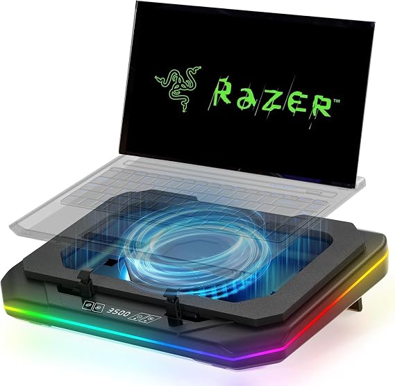 Cooling Pad for Razer Blade 18 16 14 15 Pro 17 Gaming Laptop,It is a well deserved heat dissipation monster, Ultra Powerful Booster Turbo Cooling Fan, 6 RGB Light Mode, Adjustable Speed, Touch Start