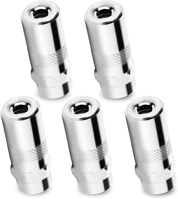 5 PCS Milwaukee Grease Gun Tips, 4.5cm Duty Heavy Grease Gun Coupler Steel High Pressure Grease Gun Needle Tip Replacement for Standard 1/8 NPT Grease Gun Nozzle Fittings