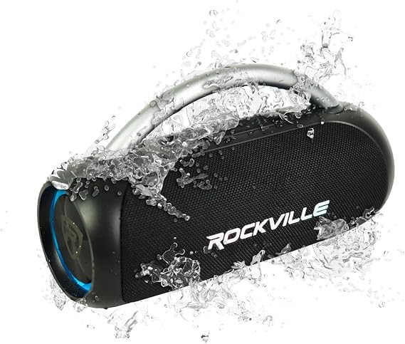 Rockville RPB-D3 30W Portable Bluetooth Speaker, Water Resistant, TWS Pairing, LED Lights, Long Battery Life, Perfect for Parties and Outdoor Adventures