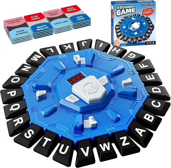 Word Game Family Board Games with Display Timer and 2 Modes, The Fast-Paced 24 Letters Pressing Games, Learning Word Game for Kids & Adults, 2-8 Players, 15-20 Minute Play Time