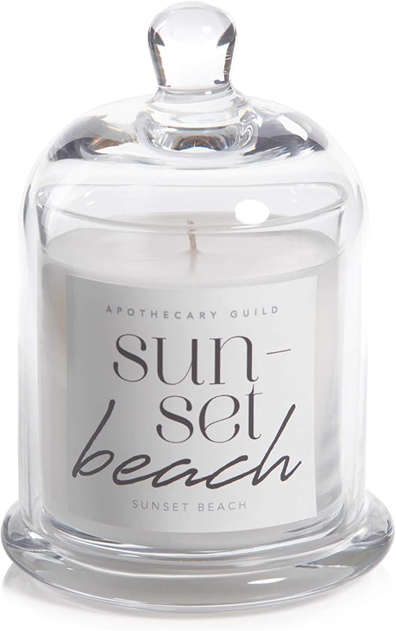 Zodax Sunset Beach Apothecary Guild 10 Ounce Scented Jar Candle with Dome