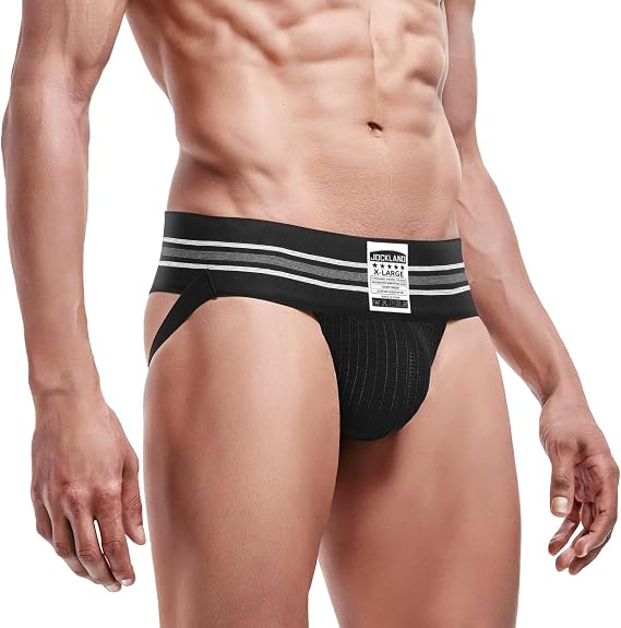 Jock Straps for Men, 3" Wide Band Athletic Supporter Underwear | Breathable Mesh Cotton Blend, Comfortable Jockstrap, Classic Style, Supportive Fit for Gym, Vasectomy Recovery & Daily Wear