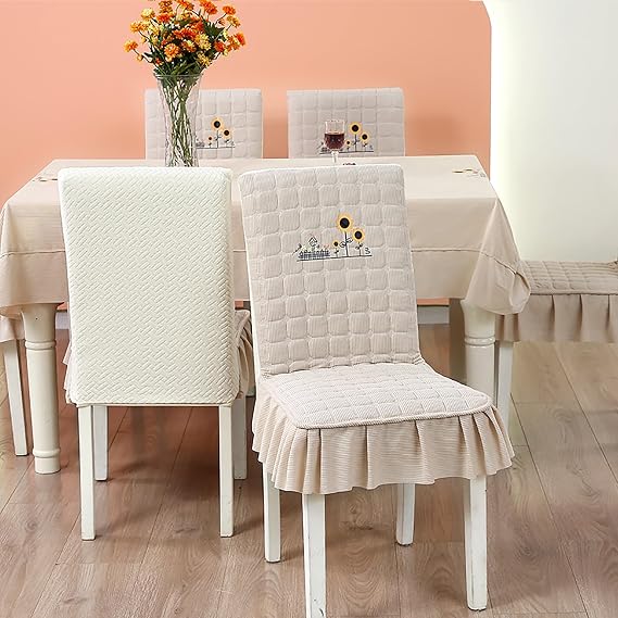 Chair Covers for Dining Room 4 Pack High Stretch Washable Chair Protector Cover Removable Slipcover for Home Holiday Party Decor(Beige)
