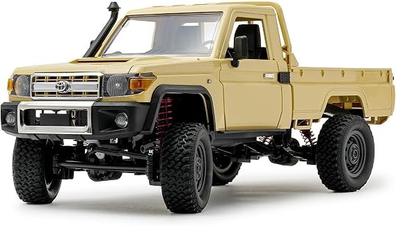 RAYWOOD RC Crawler 1/12 Truck - 4x4 Toyota LC79 with Stickers & Figurine, 2.4Ghz Remote, 280 Motor, Proportional Throttle & Steering, RTR for Adults (Yellow)