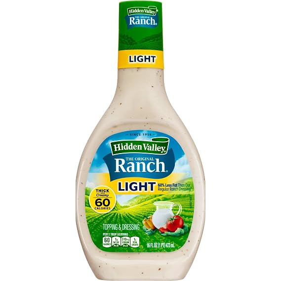 Hidden Valley Original Ranch Light Salad Dressing & Topping, Gluten Free - 16 Ounce Bottle (Package May Vary)