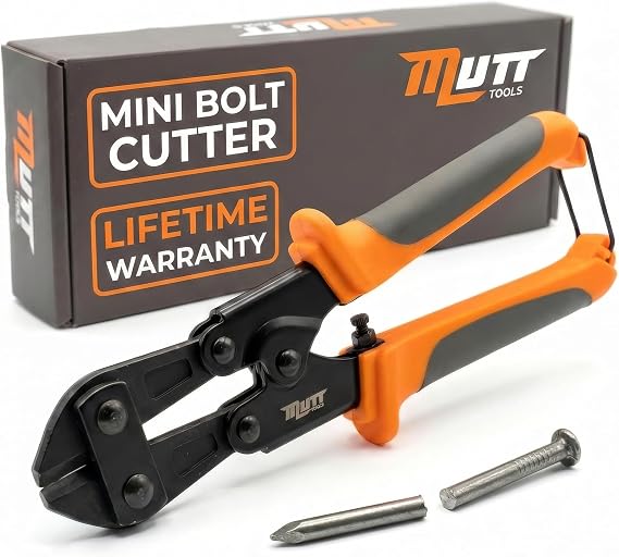 Mutt Tools 8 Inch Mini Bolt Cutters Heavy Duty CrMo Wire Fence Cutter