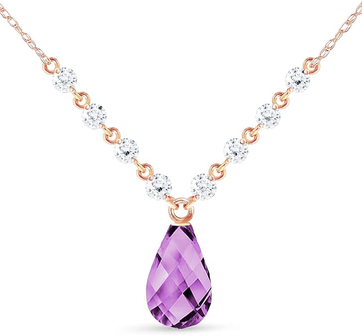 Galaxy Gold GG 14K Solid Gold Necklace with Diamonds and Amethyst