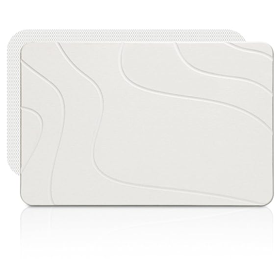Stone Bath Mat for Bathroom, Diatomaceous Earth Mat 23.6 x 15.4