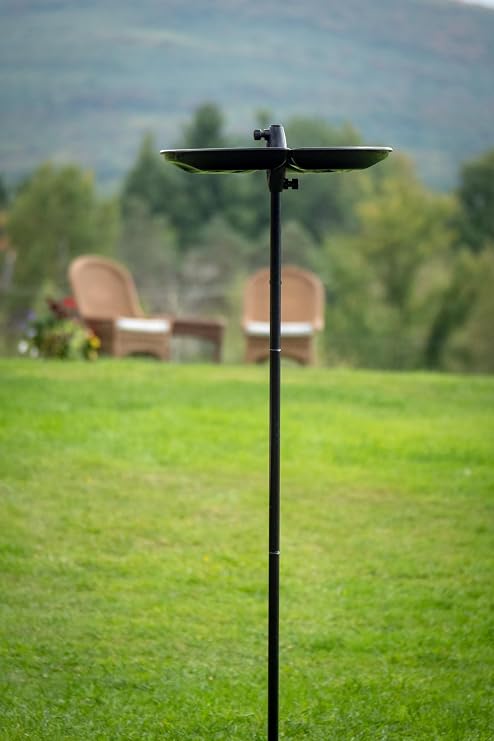 BirdsUP Bird Feeding Kit with Seed Catcher Tray and Single Pole, Reduces Fallen Seed Mess, Attracts Ground Feeding Birds, Easy to Clean Outdoor Design