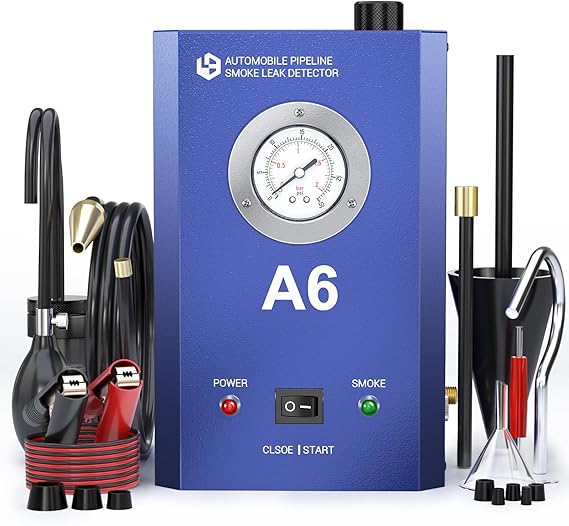 Automotive Smoke Leak Detector with Pressure Gauge, Smoke Machine Built-in Air Pump, DC12V Car Smoke Detector Test Leak in Vehicle Pipe Systems for Cars, Motorcycles, Snowmobiles, ATV, Boats