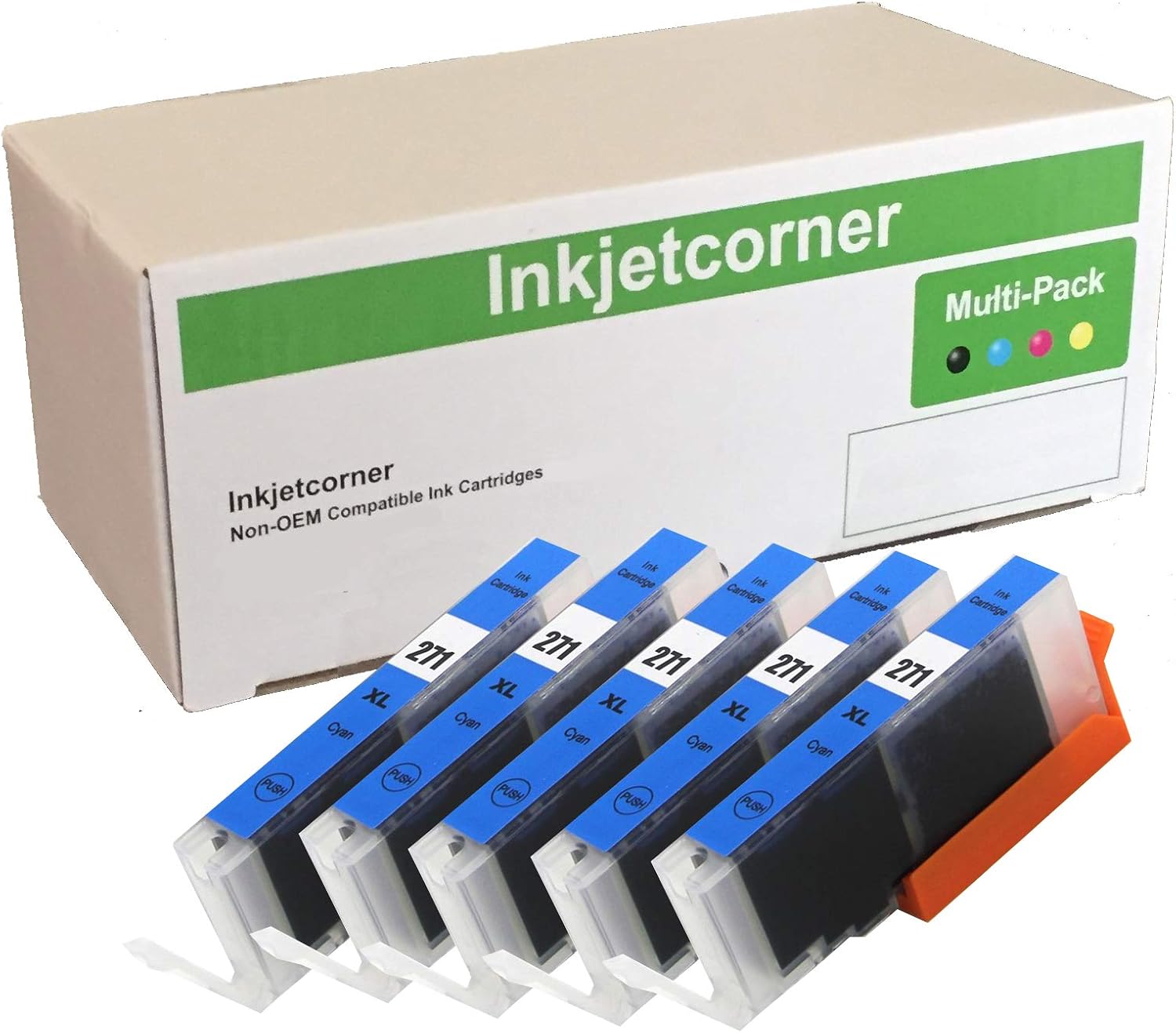 Inkjetcorner Compatible Ink Cartridge Replacement for CLI-271 CLI-271XL for use with MG5700 MG6800 MG6822 MG7720 TS5020 TS6020 TS8020 Cyan, 5-Pack