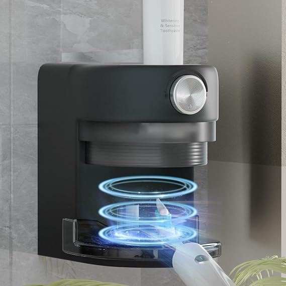 Automatic Toothpaste Dispenser, Electric Wall Mounted for Bathroom, Smart Toothpaste Dispenser for Kids and Adults, Automatic Toothpaste Squeezer (Black)