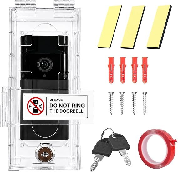 Anti-Theft Video Doorbell Mount Compatible with Most Video Doorbell, Acrylic,Highly Transparent Doorbell Lock Box Kit for Houses, Apartments, Businesses,Fit Doorbell 5.5"x 2.16"x 1.49"or Small