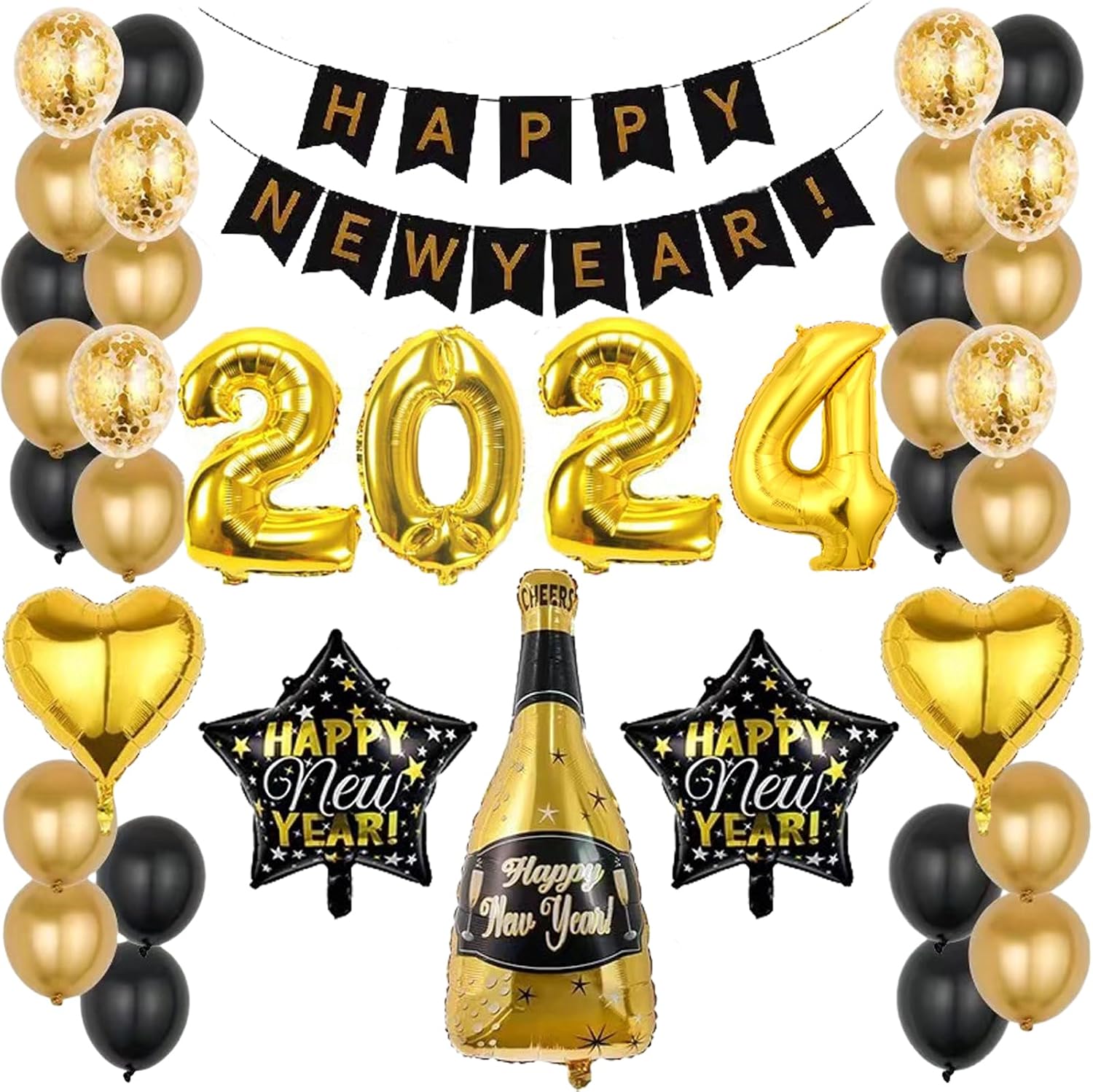 38 Pcs New Years Eve Decorations 2024, Happy New Year Decorations 2024 New Year Decorations 2024 Happy New Year Banner, Perfect Decorations for New Year Eve Party Birthday Party and Holiday Party