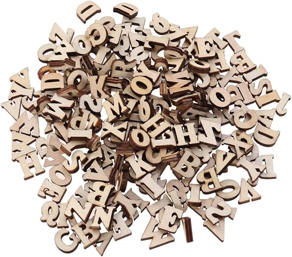 MAGICLULU MAGICLULU Small Wooden Letters, 200 Pieces 0.6Inch Wood Alphabet Letters Mini Unfinished Blank Wood Symbols for Crafts Painting
