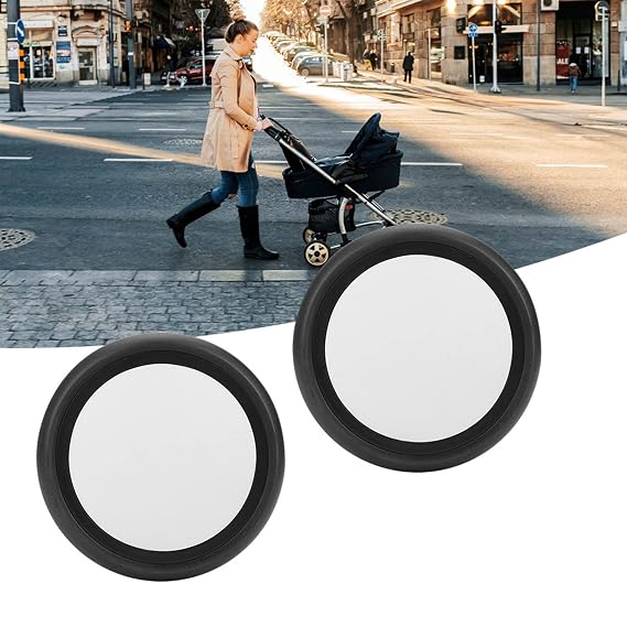 Stroller Wheels Replacement, Durable Rubber Rear Wheels with Installation Tools, Baby Carriage Wheel Pair for Parents of Infants Daily Walks Travel Parks City Streets