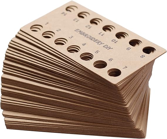 50 Pack Embroidery Floss Brown Paper Cross Stitch Thread Holder 14 Positions Embroidery Thread Storage Tool for Work Studio Craft Class Storage Organizer