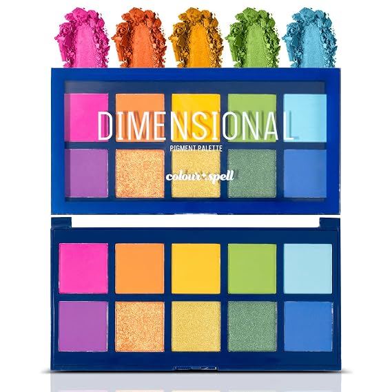 Profusion Cosmetics Colourspell Dimensional 10 Shade Eyeshadow Palette, Vibrant Shades in Matte and Shimmer Finish to Achieve Warm Eye Catching Looks