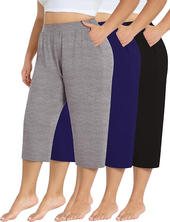 3 Pack Women's Plus Size Capri Pants