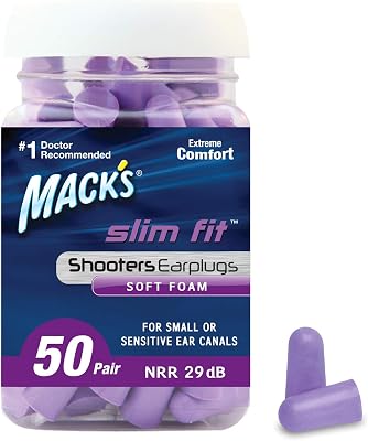 Macks Slim Fit Soft Foam Shooting Ear Plugs, 50 Pair - Small Earplugs for Hunting, Tactical, Target, Skeet and Trap Shooting | Made in USA