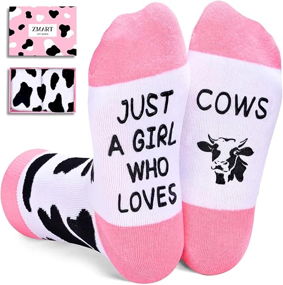 Zmart Cute Animal Socks for Girls - Chicken Horse Goat Socks, Dog Cow Gifts for Kids