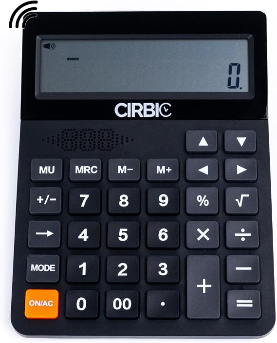 Talking Desktop Calculator – Loud, Clear Voice with Large Dual-Line Display & Big Buttons for Visually impaired or Blind (Black)